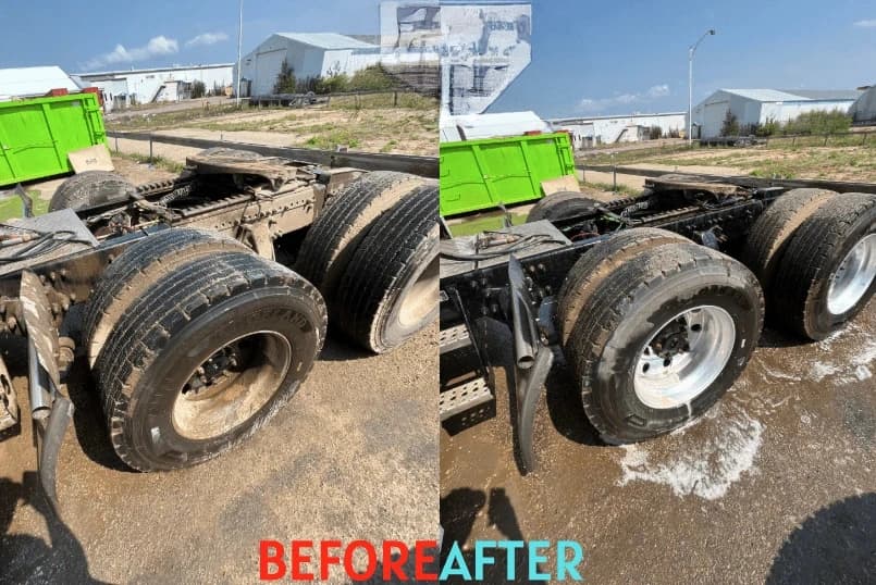 Twinsburg Power Washing team cleaning commercial fleet vehicles in Twinsburg